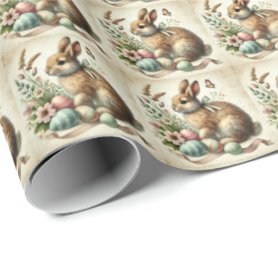 Vintage påskharen kanin ägg akvarell presentpapper