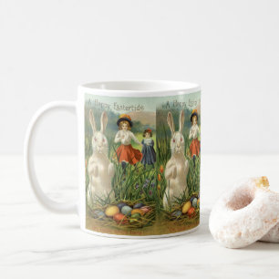 Vintage påskharen och barn Glad påsk Kaffemugg