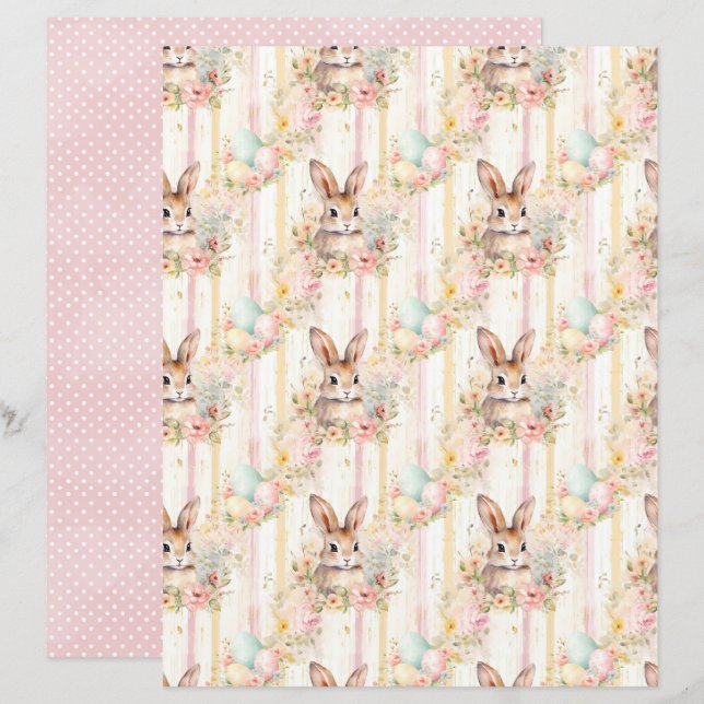 Vintage Påskharen Scrapbookpapper (Fram/baksida)