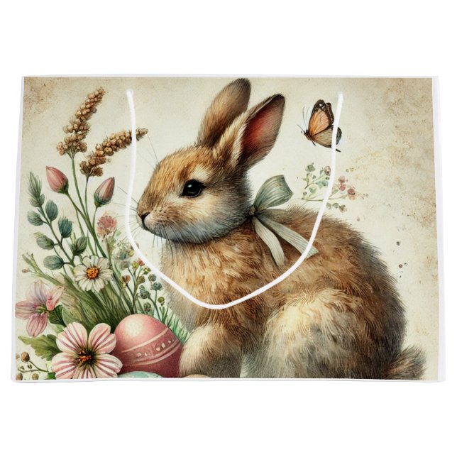 Vintage påskkel hare ägg akvarell (Framsidan)
