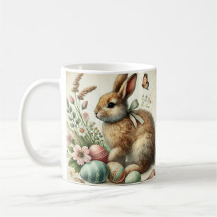 Vintage påskkel hare ägg akvarell kaffemugg
