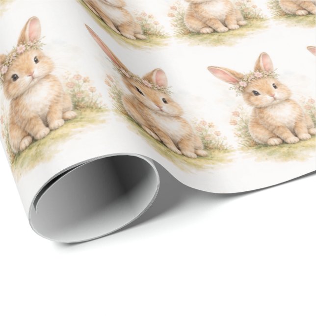Vintage påskkel hare ägg akvarell presentpapper (Rullad Hörn)