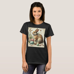Vintage påskkel hare ägg akvarell t shirt