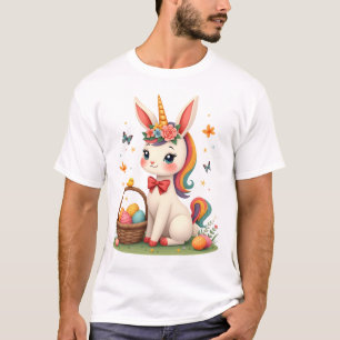Vintage påskkel hare enhörning pastell blommig tec t shirt
