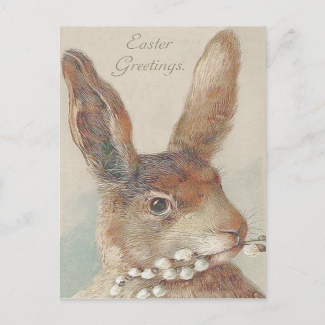 Vintage påskkel hare kanin helg vykort (Framsida)