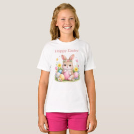 Vintage påskkelin kanin rosa rodnad akvarell t shirt