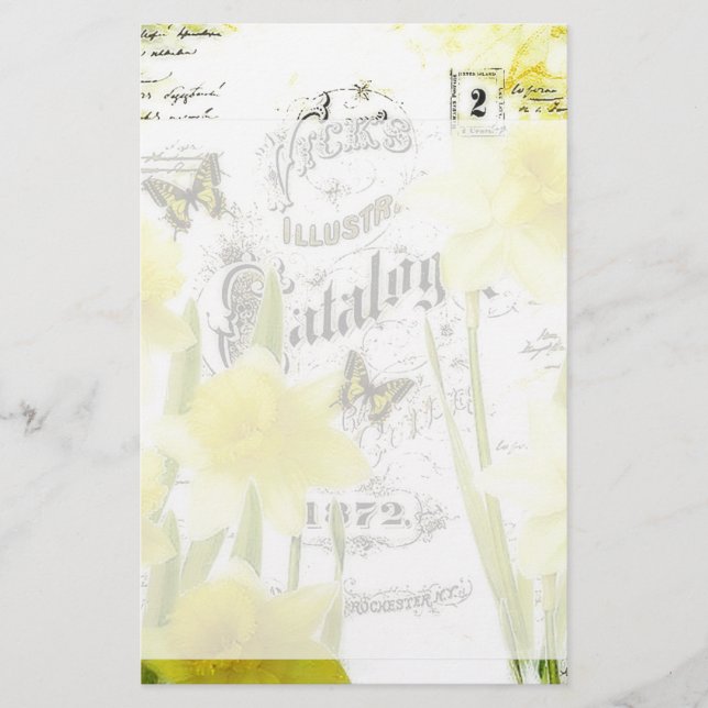 Vintage påskliljor brevpapper (Framsida)