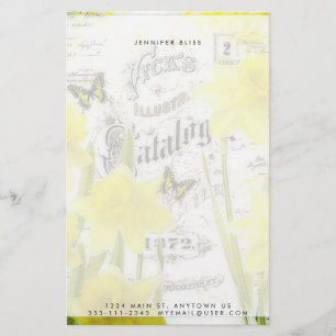 Vintage påskliljor personligt brevpapper