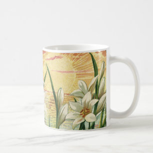 Vintage påskliljor Soluppgång och viktorianska äng Kaffemugg