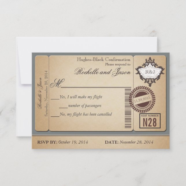 Vintage Pass Ticket RSVP OSA Kort (Framsida)