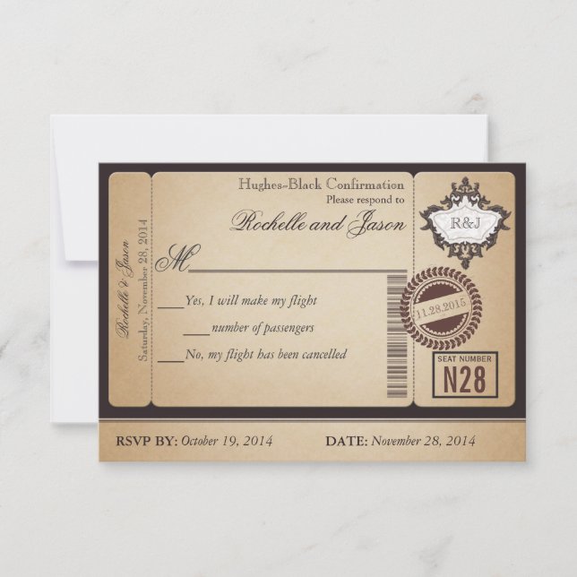 Vintage Pass Ticket RSVP OSA Kort (Framsida)