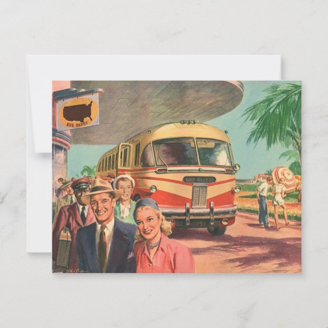 Vintage Passagerare på förlossningen vid Buss-depå (Framsida)