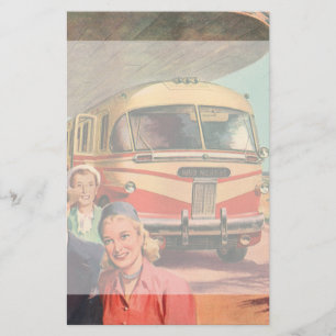 Vintage Passagerare på förlossningen vid Buss-depå Brevpapper