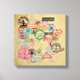 Vintage Passport Frimärke Canvastryck