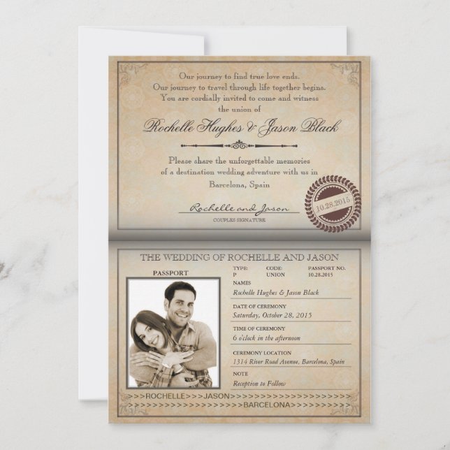 Vintage Passport-inbjudan Inbjudningar (Framsida)