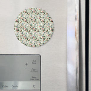 Vintage Pastel Blommigt Botaniskt Mönster Magnet