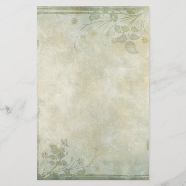 Vintage Pastel Blommigt Bröllop Brevpapper (Framsida)