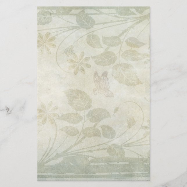 Vintage Pastel Blommigt Bröllop Brevpapper (Framsida)