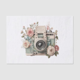 Vintage Pastel Blommigt Camera Art för Decoupage