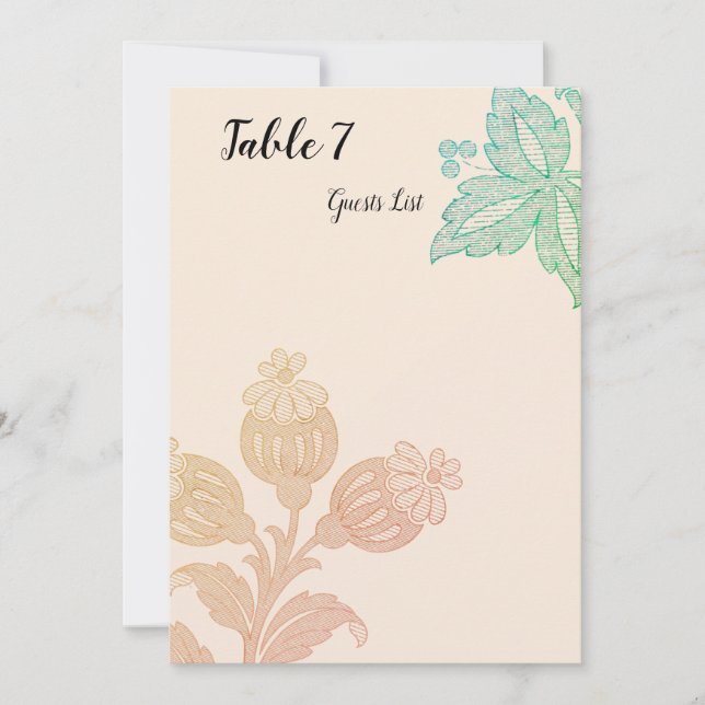 Vintage Pastel Blommigt Peach Grönt Bröllop (Framsida)