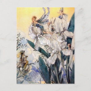 Vintage Pastel Blue Faires Vykort