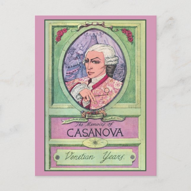Vintage pastel färgad Casanova porträtt Vykort (Framsida)