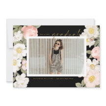Vintage Pastel Flowers Black Photo Studenten