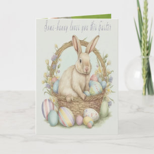 Vintage Pastel Glad påsk Bunny Grandparent Anteckningskort
