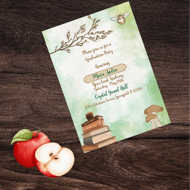 Vintage Pastel Grönt Whimsical studenten Inbjudningar (Skapare uppladdad)