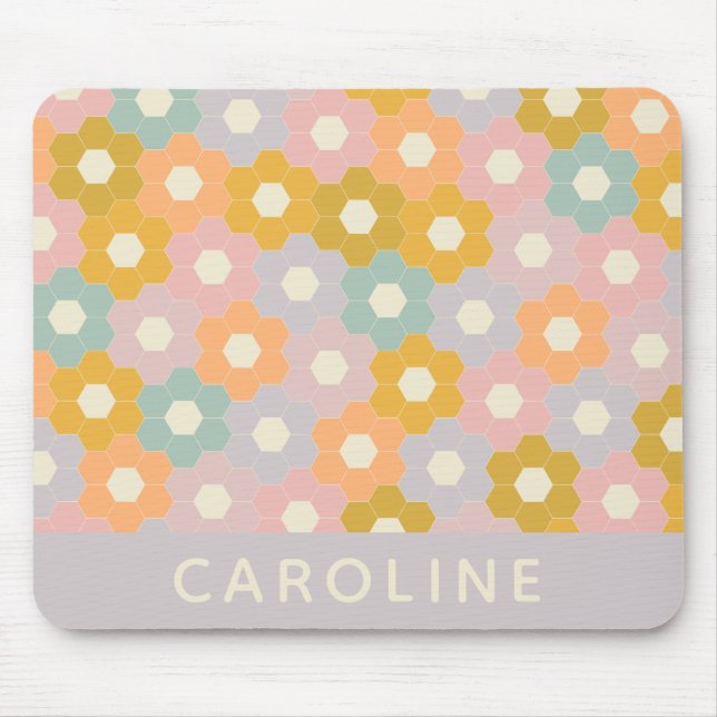 Vintage Pastel Hexagon Flower Mönster Personlig Musmatta (Framsidan)