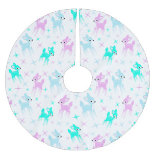 Vintage Pastel Hjort Cute julen Mönster Julgransmatta Borstad Polyester