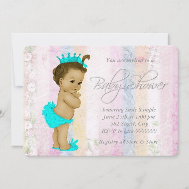 Vintage Pastel Rainbow Baby Shower Inbjudningar (Framsida)