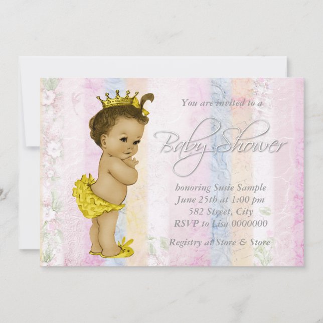 Vintage Pastel Rainbow Baby Shower Inbjudningar (Framsida)