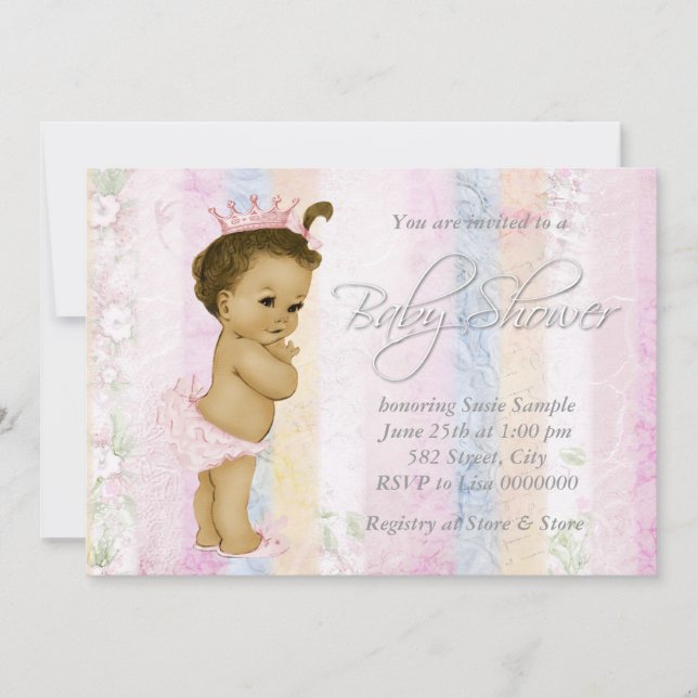 Vintage Pastel Rainbow Baby Shower Inbjudningar (Framsida)