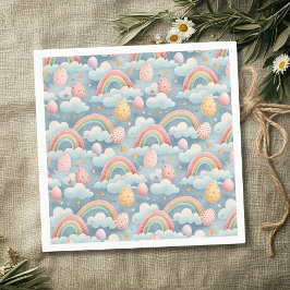 Vintage Pastel Rainbow Easter Eggs with Clouds Pappersservett