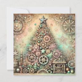 Vintage Pastel Steampunk Julgran Card Julkort