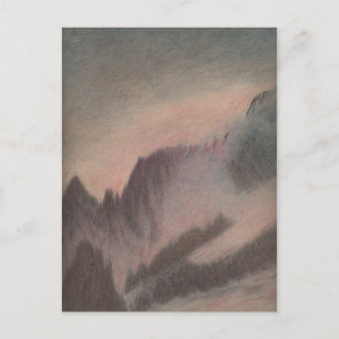 Vintage pastel teckning stormiga bergslandskap vykort