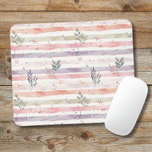 Vintage Pastel Watercolor Stripes Leaves