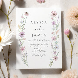 Vintage Pastel Wildflower Floral Wedding Inbjudningar