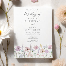 Vintage Pastel Wildflower Meadow Wedding Inbjudningar