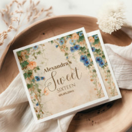 Vintage Pastel Wildflower Sweet Sixteen Pappersservett