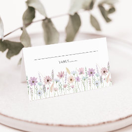 Vintage Pastel Wildflower Wedding Place Card Kort