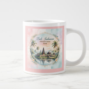 Vintage Pastell Bali Skräddarsydd Par Namn minness Jumbo Mugg
