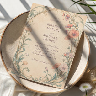 Vintage Pastell Botanisk Elegant Inbjudningar