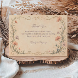 Vintage Pastell Botanisk Tack Kort