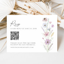 Vintage Pastell Fria Blommor QR-kod Bröllopsanmäla OSA Kort