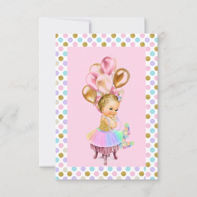 Vintage Pastell Glitter Babyflicka Party Inbjudningar (Framsida)