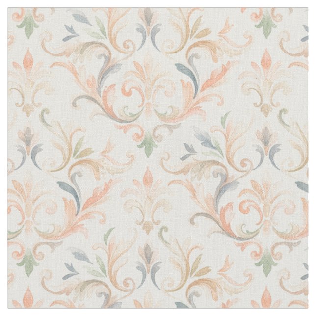 Vintage Pastell Klassisk Ornate Damask MH26 Tyg (Närbild)