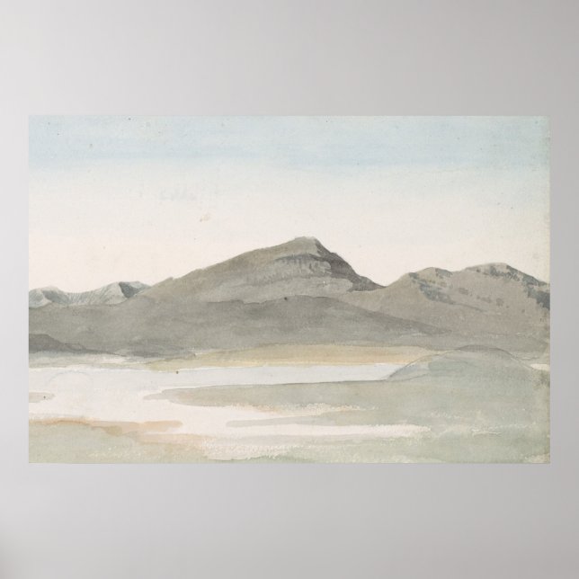 Vintage Pastell Konst Bergslandskap Poster (Framsidan)