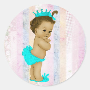 Vintage Pastell Regnbåge Prinsessa Bebis Badrum Runt Klistermärke